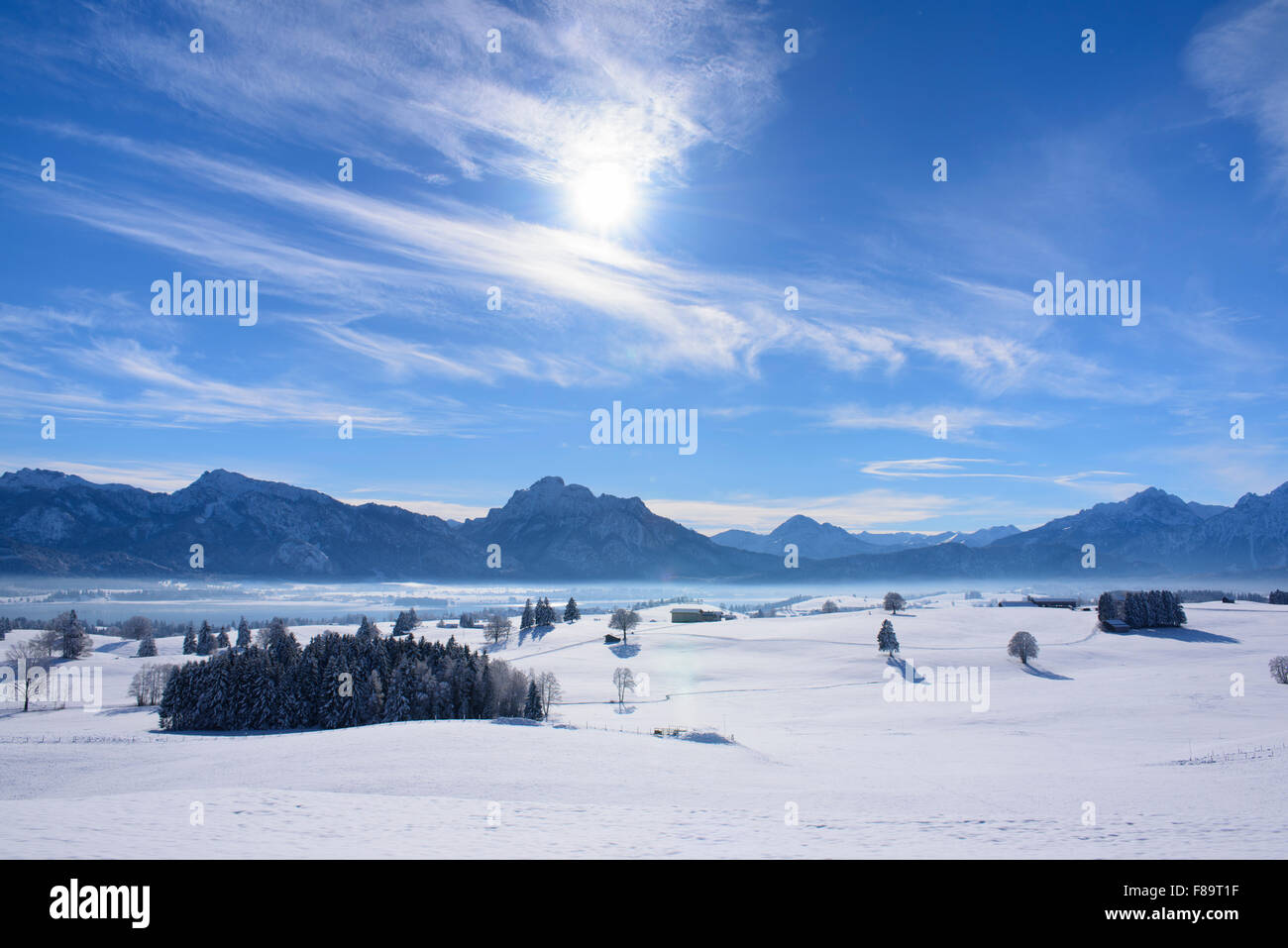panorama landscape in Bavaria in winter Stock Photo - Alamy