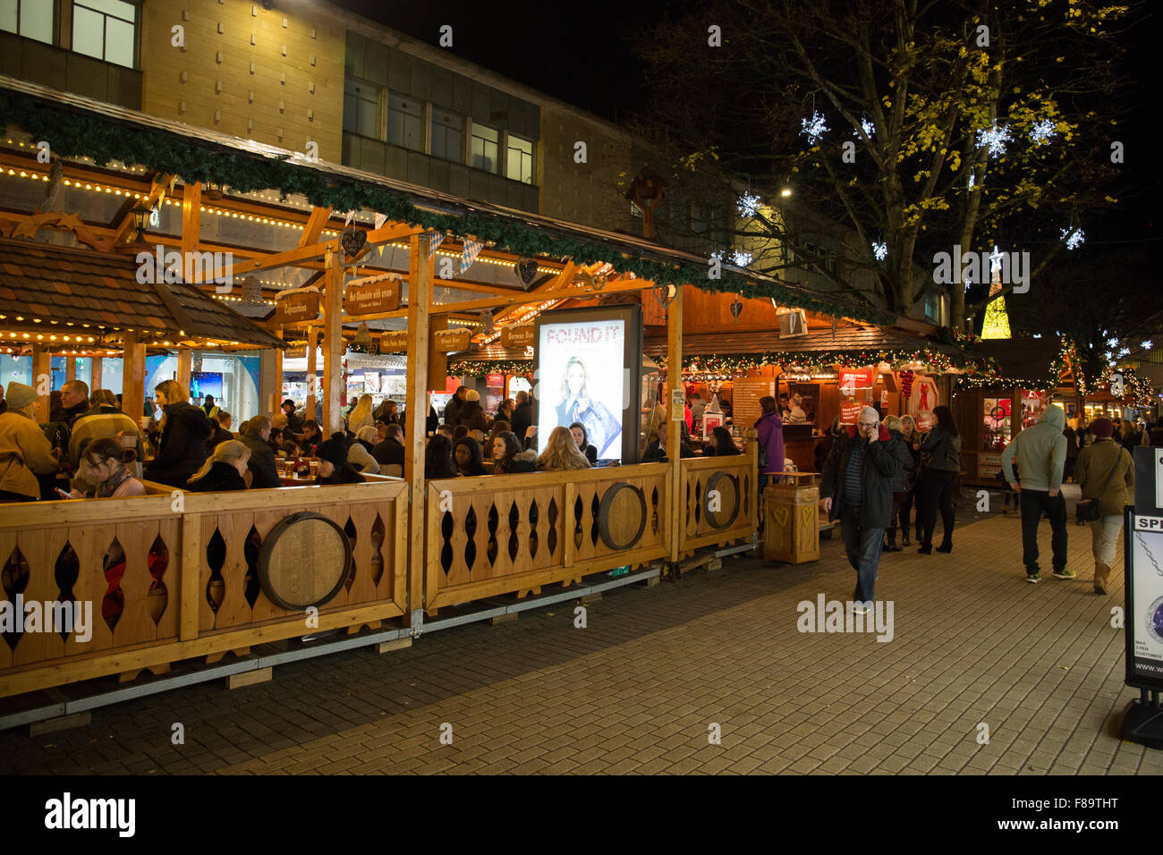 An outside bar and restaurant at the German Christmas market, Bristol