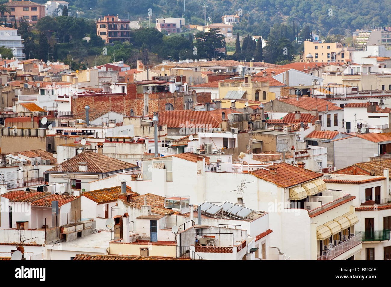 Top view of European town. Tossa de Mar, Spain Stock Photo