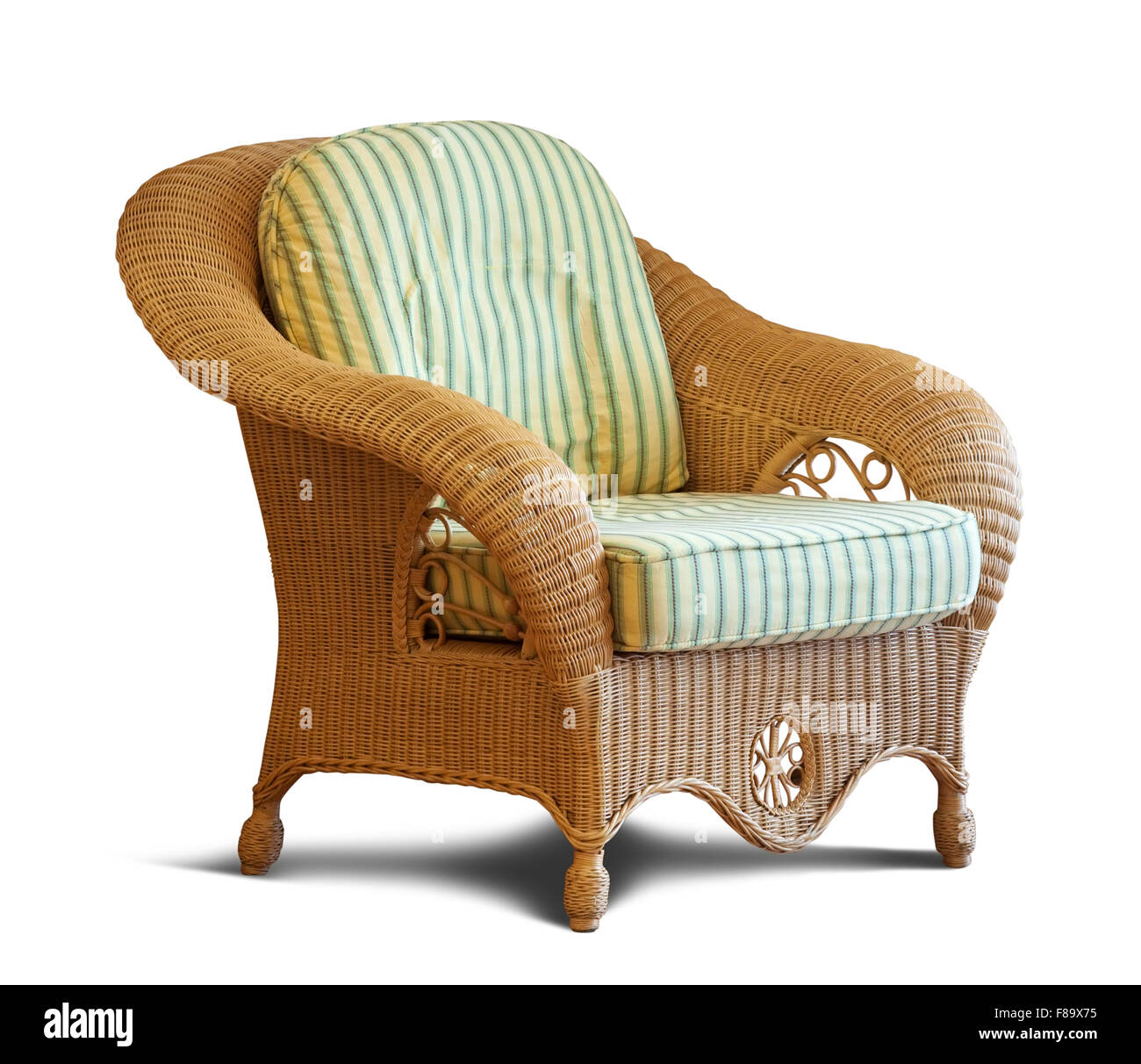 wattled armchair. Isolated over white background Stock Photo