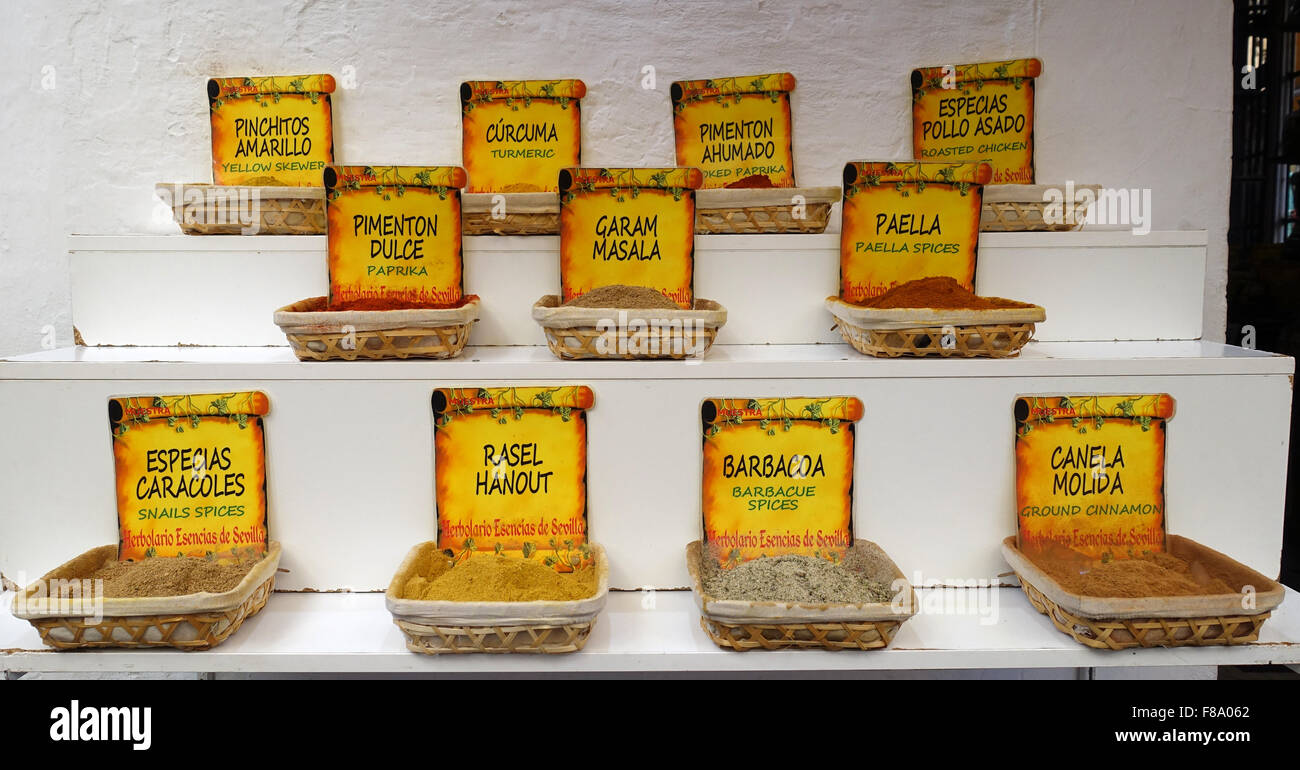 Spices display Seville Spain Stock Photo