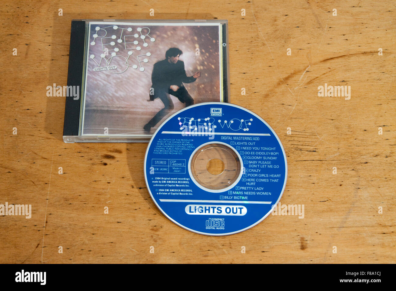 Compact disk/disc and case of Peter Wolf's 1984 album Lights Out Stock Photo Alamy