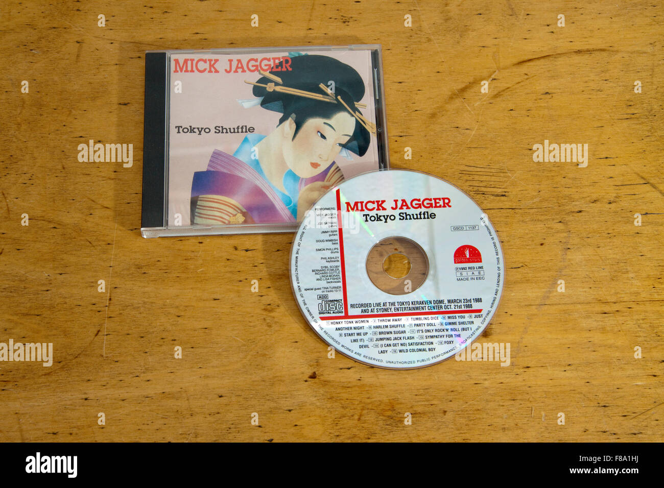 Compact disk/disc and case of Mick Jagger's 1988 live album Tokyo Shuffle Stock Photo