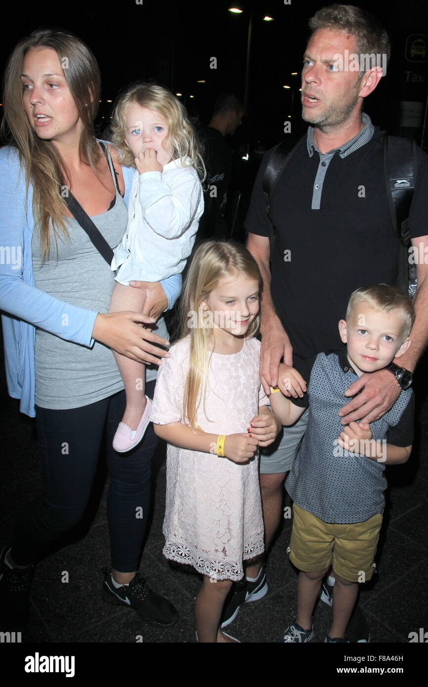 The first group of British holiday makers arrive at Gatwick Airport