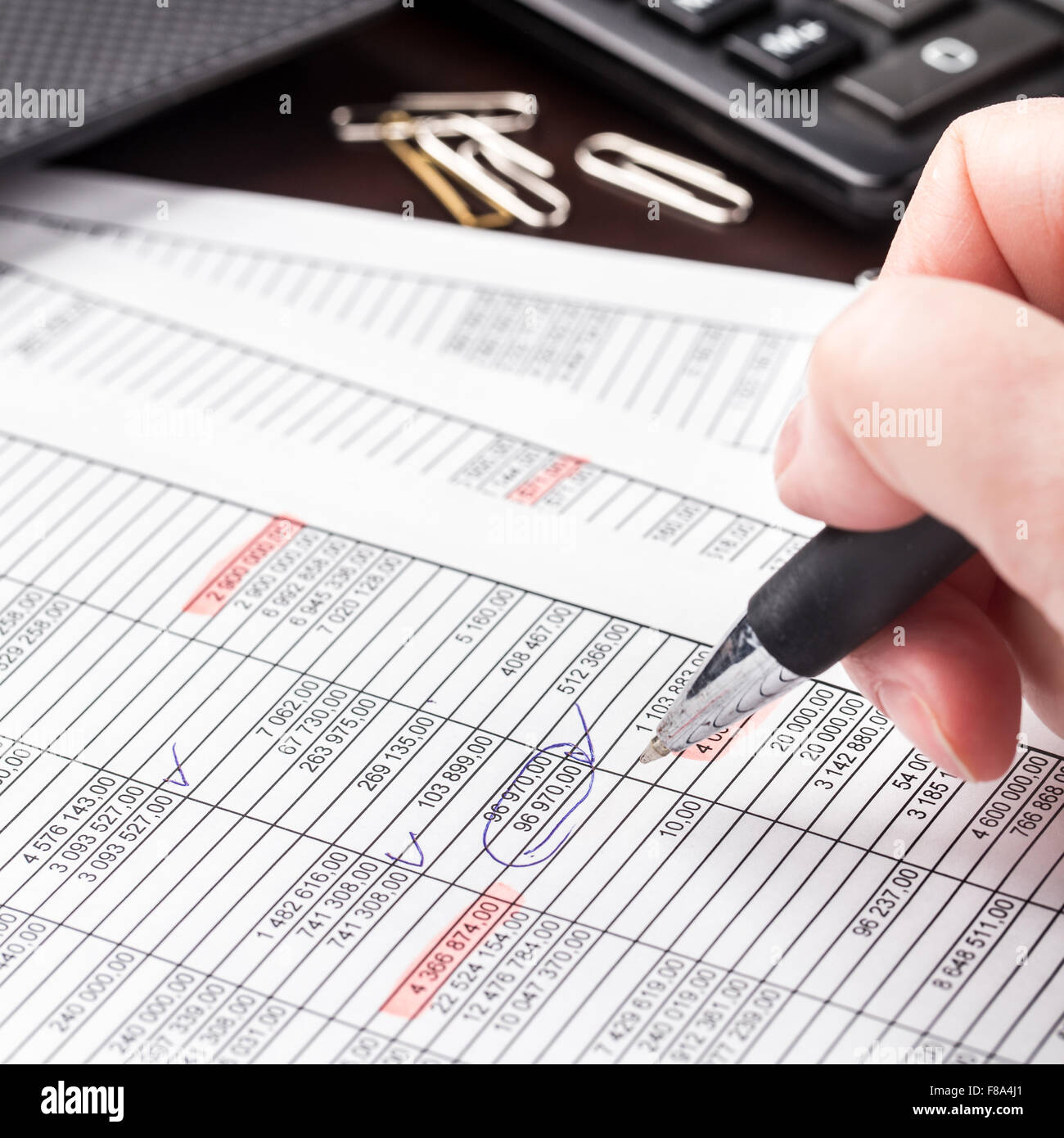 Business woman working with documents in office Stock Photo