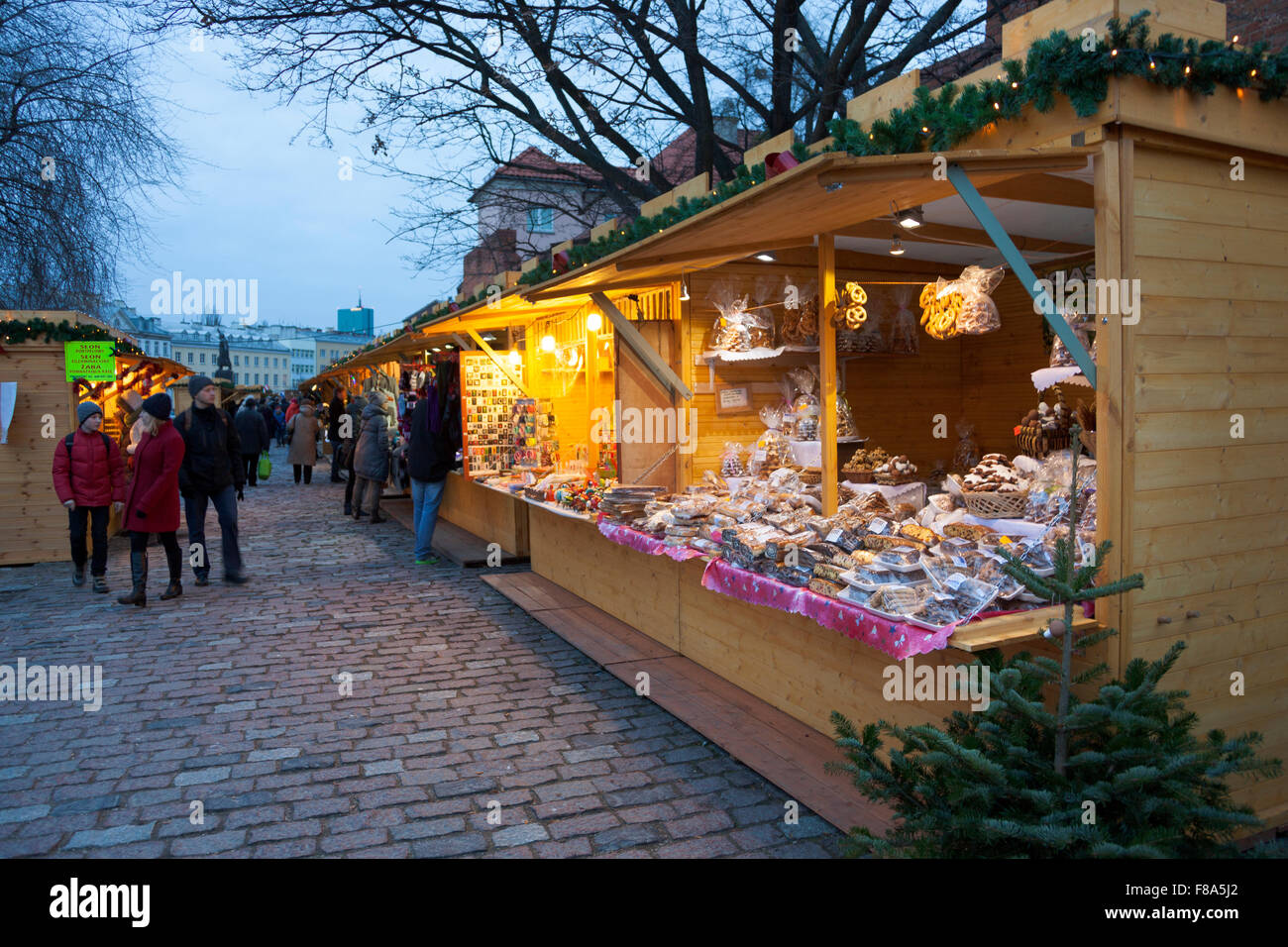 Christmas market in the Old Town of Warsaw, Poland Stock Photo