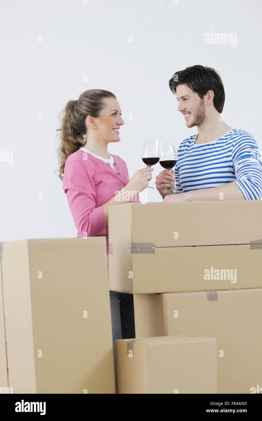 happy Young couple moving in new home Stock Photo - Alamy