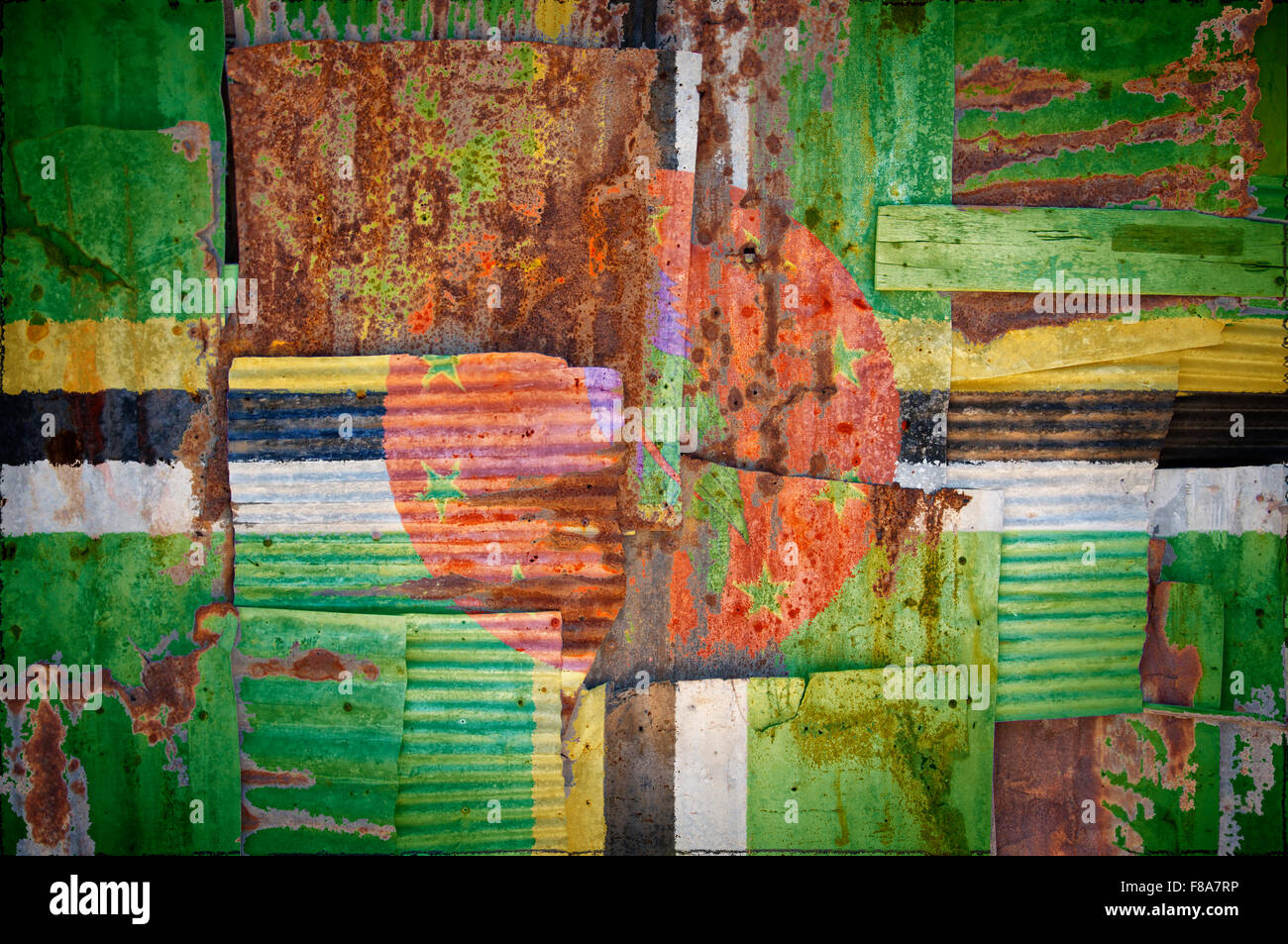 An abstract background image of the flag of Dominica painted on to ...