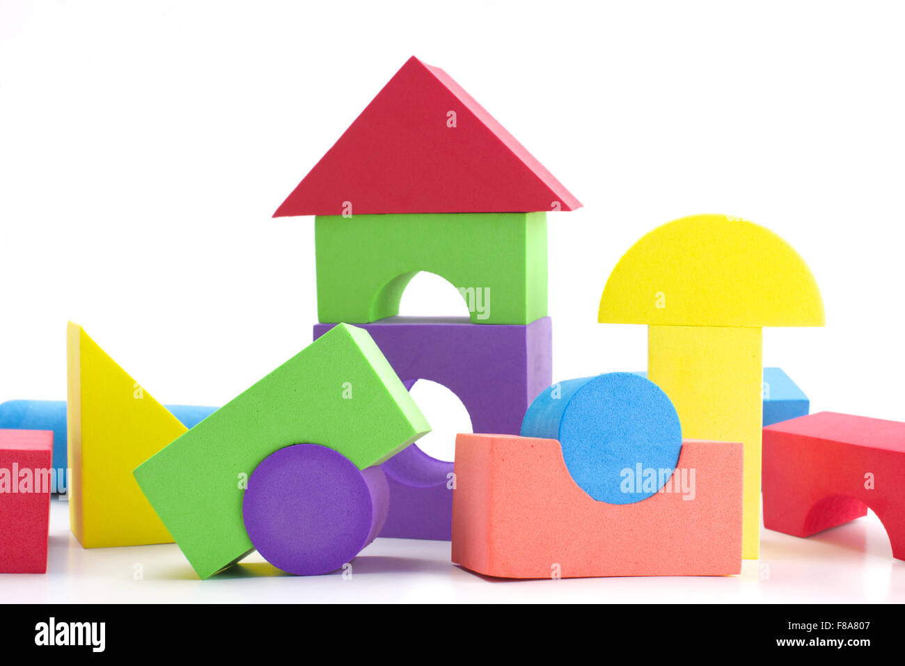 Children building foam blocks. Colourful fun for kids Stock Photo Alamy