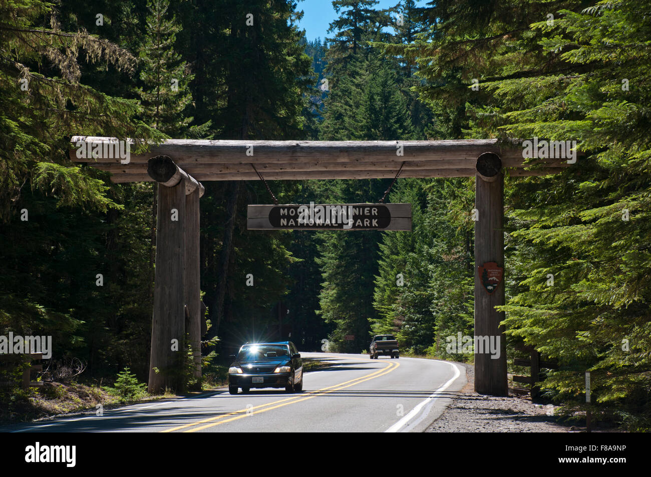 Mount Rainier National Park entrance Stock Photo