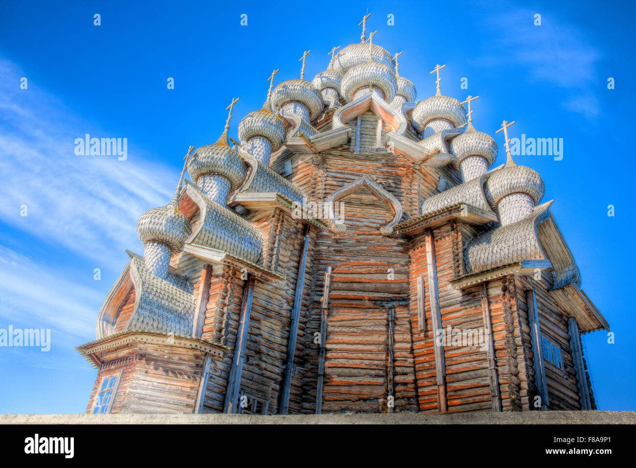 Church of the Transfiguration, Kizhi Island, Russian Federation, Lake Onega, Built 1714, UNESCO World Heritage Site Stock Photo