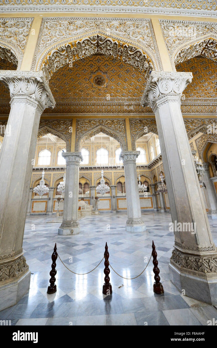 Chowmahalla Palace interior with chandeliers Stock Photo - Alamy