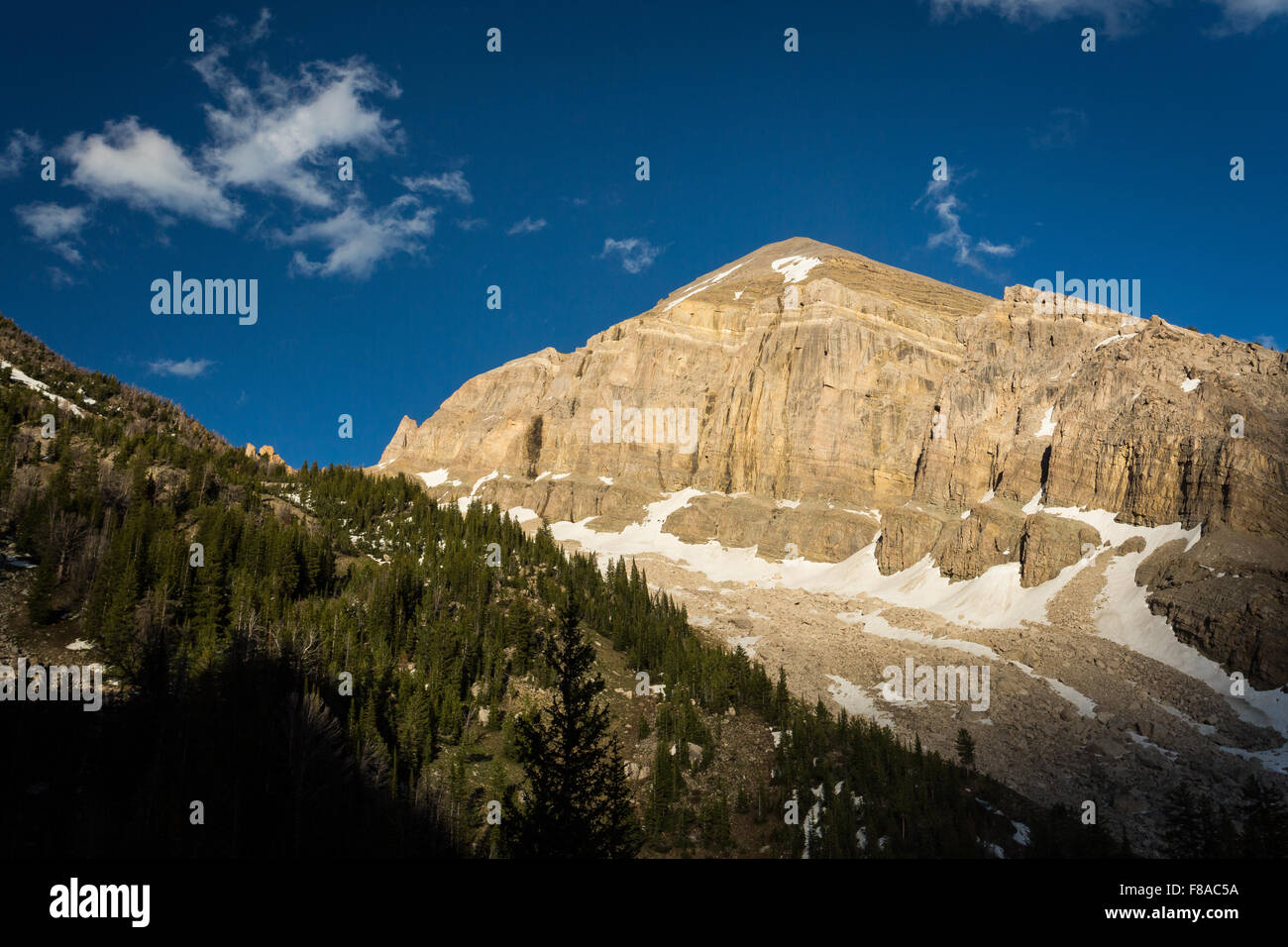 A Gros Ventre Mountain peak in melting snow, Gros Ventre Wilderness, Wyoming Stock Photo