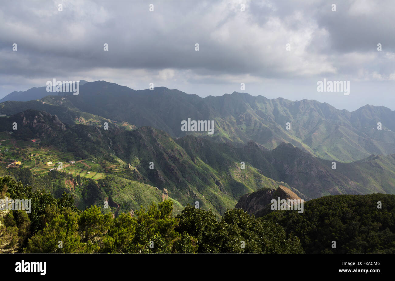 green valley, mountain landscape panoramic view Stock Photo