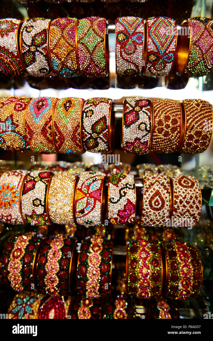 Colorful bangles on display in the colorful Laad bazaar in Hyderabad