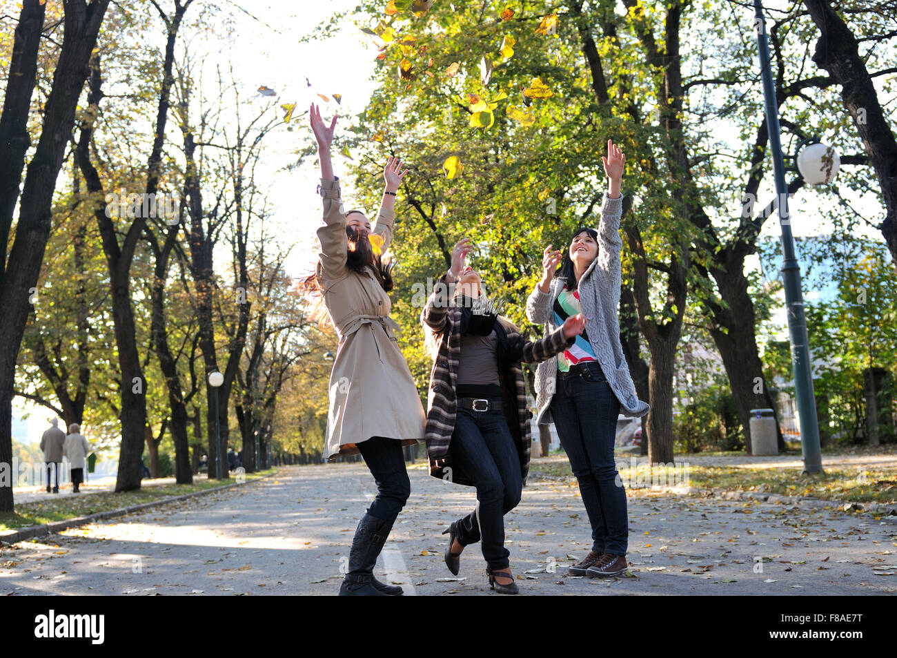 Three young ladies enjoying a day in nature Stock Photo - Alamy