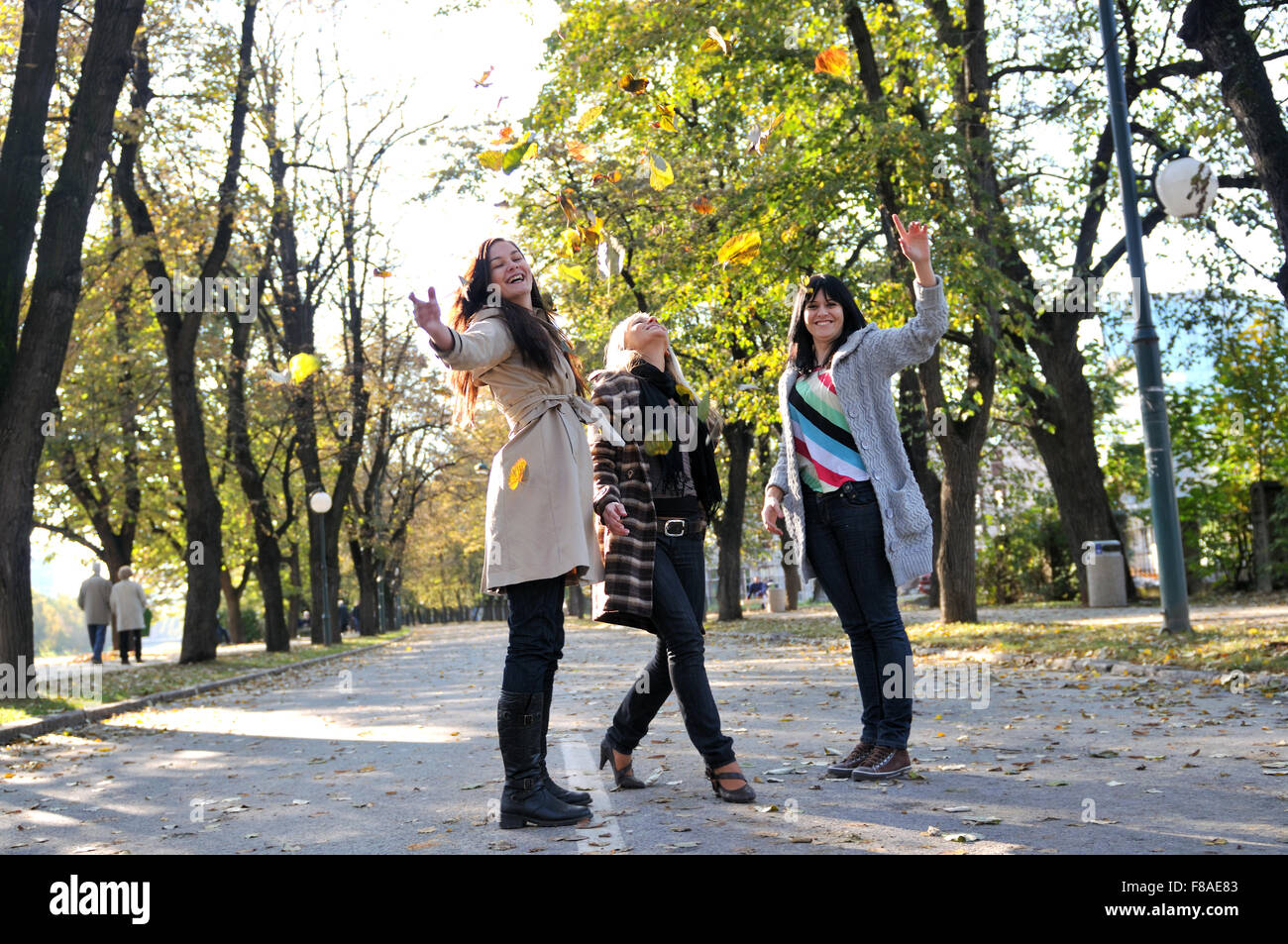 Three young ladies enjoying a day in nature Stock Photo - Alamy