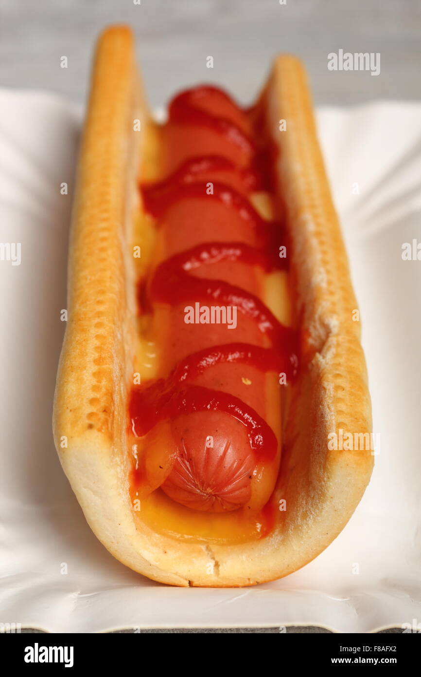 Hot Dog with Ketchup Stock Photo Alamy