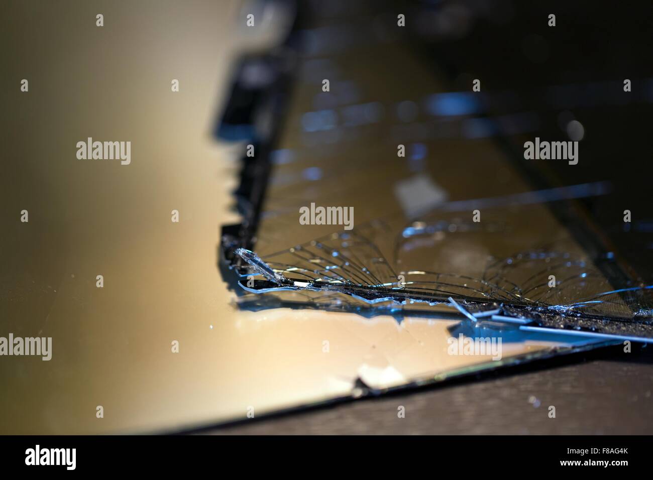 Tablet broken LCD screen Stock Photo
