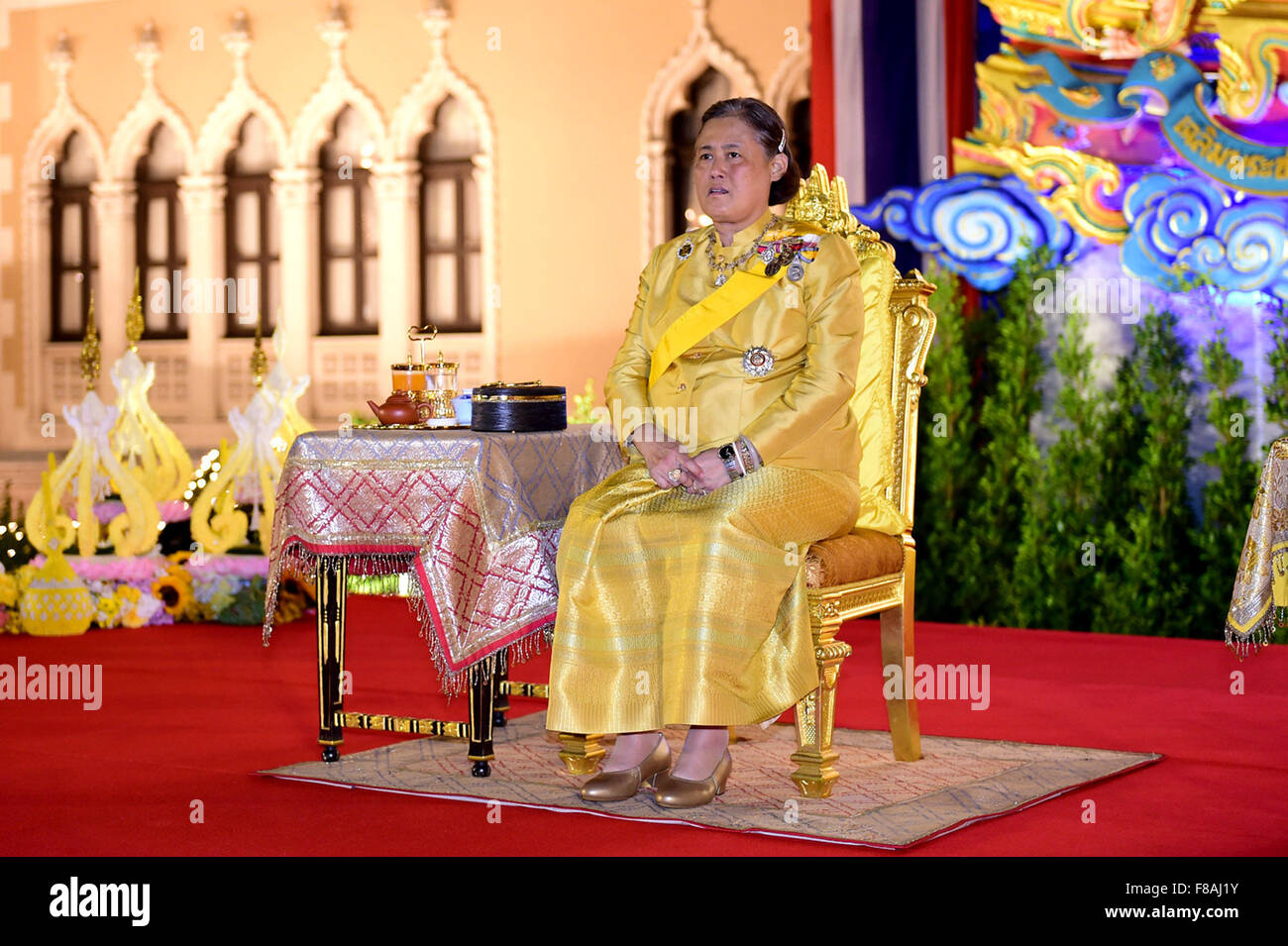 Bangkok, Thailand. 7th Dec, 2015. Thai Princess Maha Chakri Sirindhorn attends a social function for the 88th birthday of Thai King Bhumibol Adulyadej at the Government House in Bangkok, Thailand, Dec. 7, 2015. Credit:  Pool Photo by Thai Government House/Xinhua/Alamy Live News Stock Photo