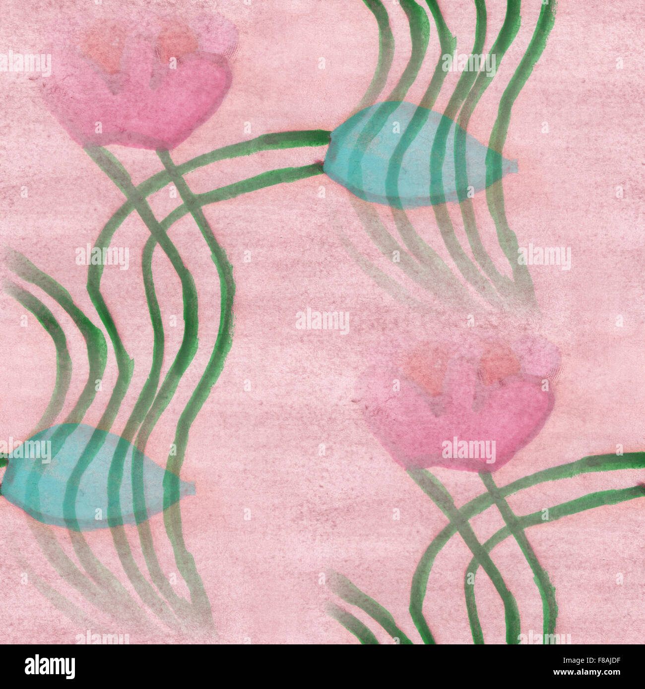 watercolor flowers seamless background pink green wallpaper handmade