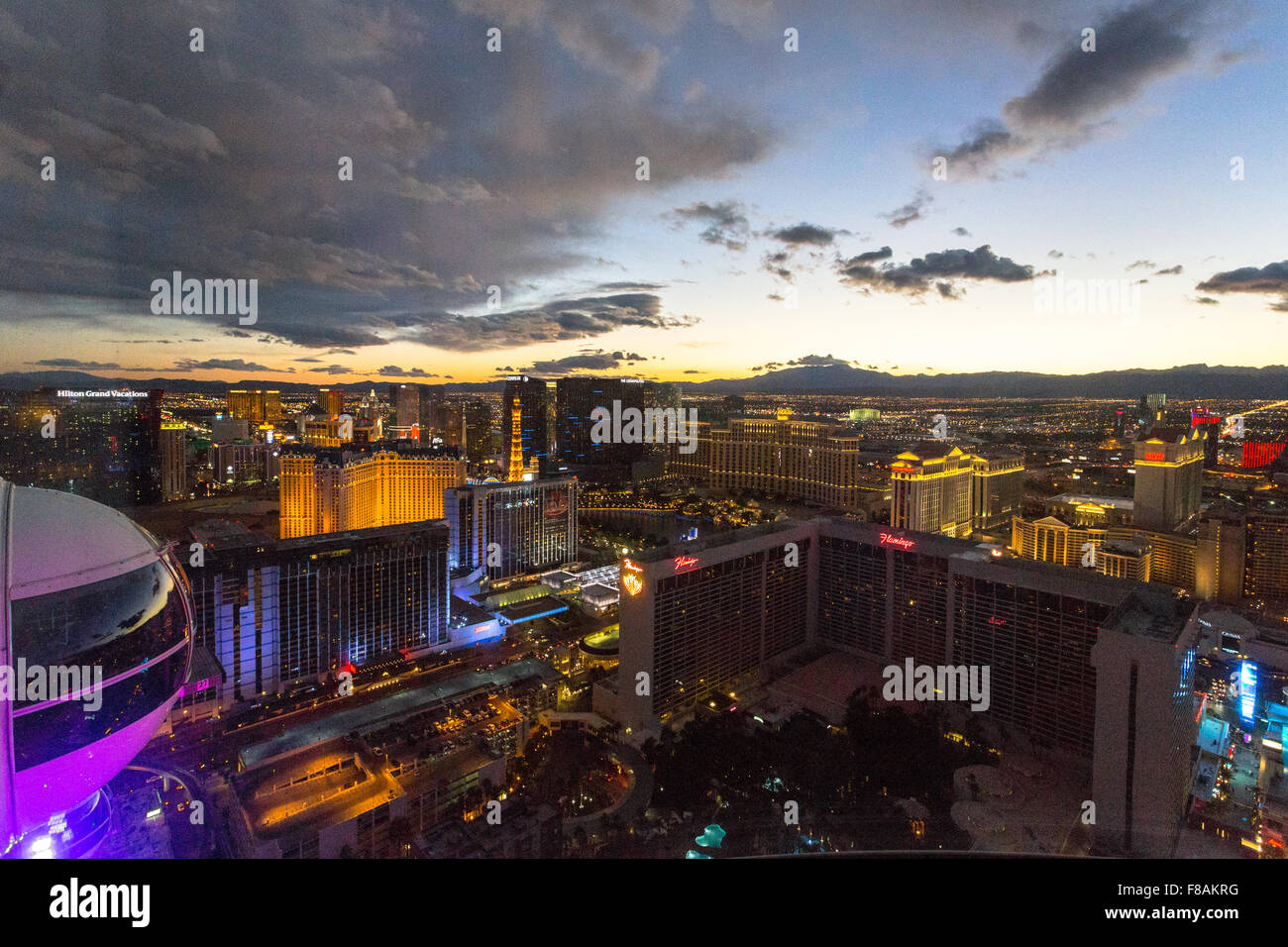 Aerial view of Las Vegas from the top of the High Roller ferris wheel at the Linq - Las Vegas, NV Stock Photo