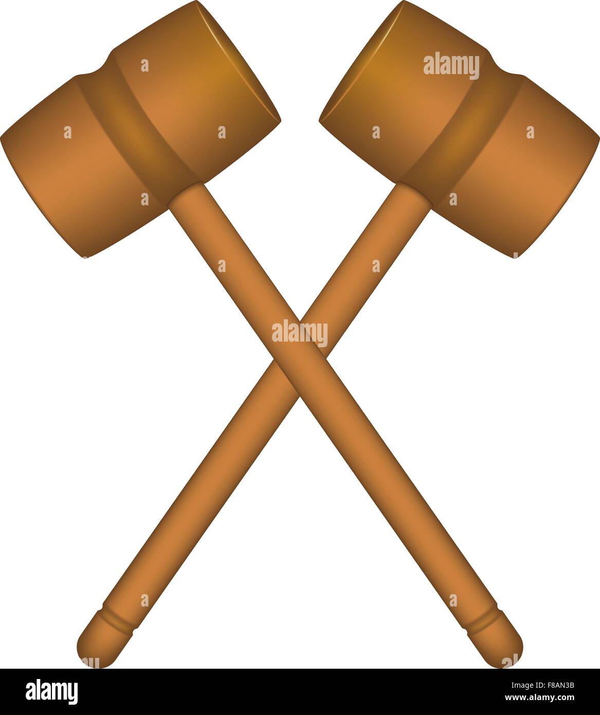 Two crossed wooden mallets in brown design Stock Vector Image & Art Alamy