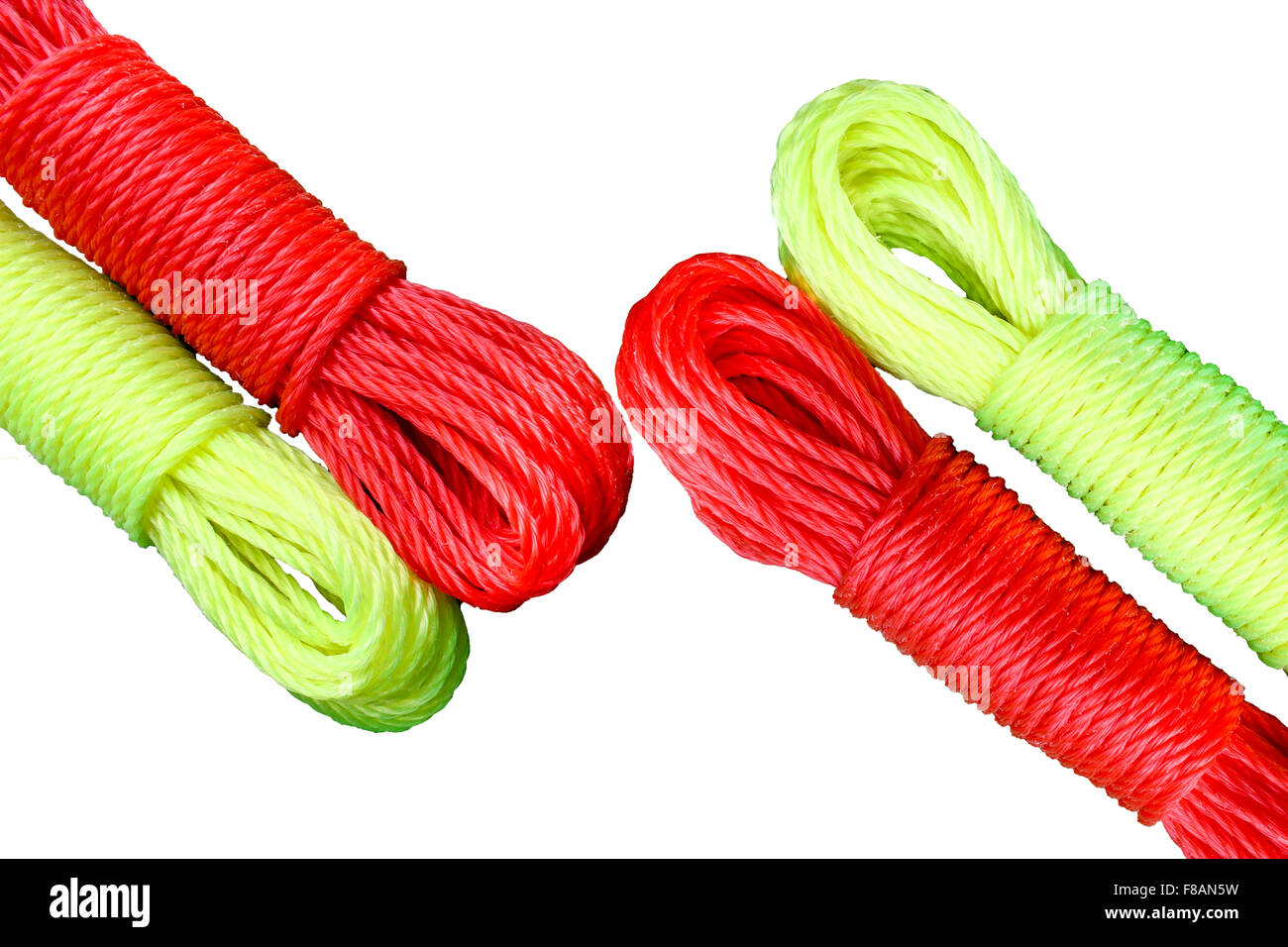 red rope nylon on isolated white background Stock Photo - Alamy
