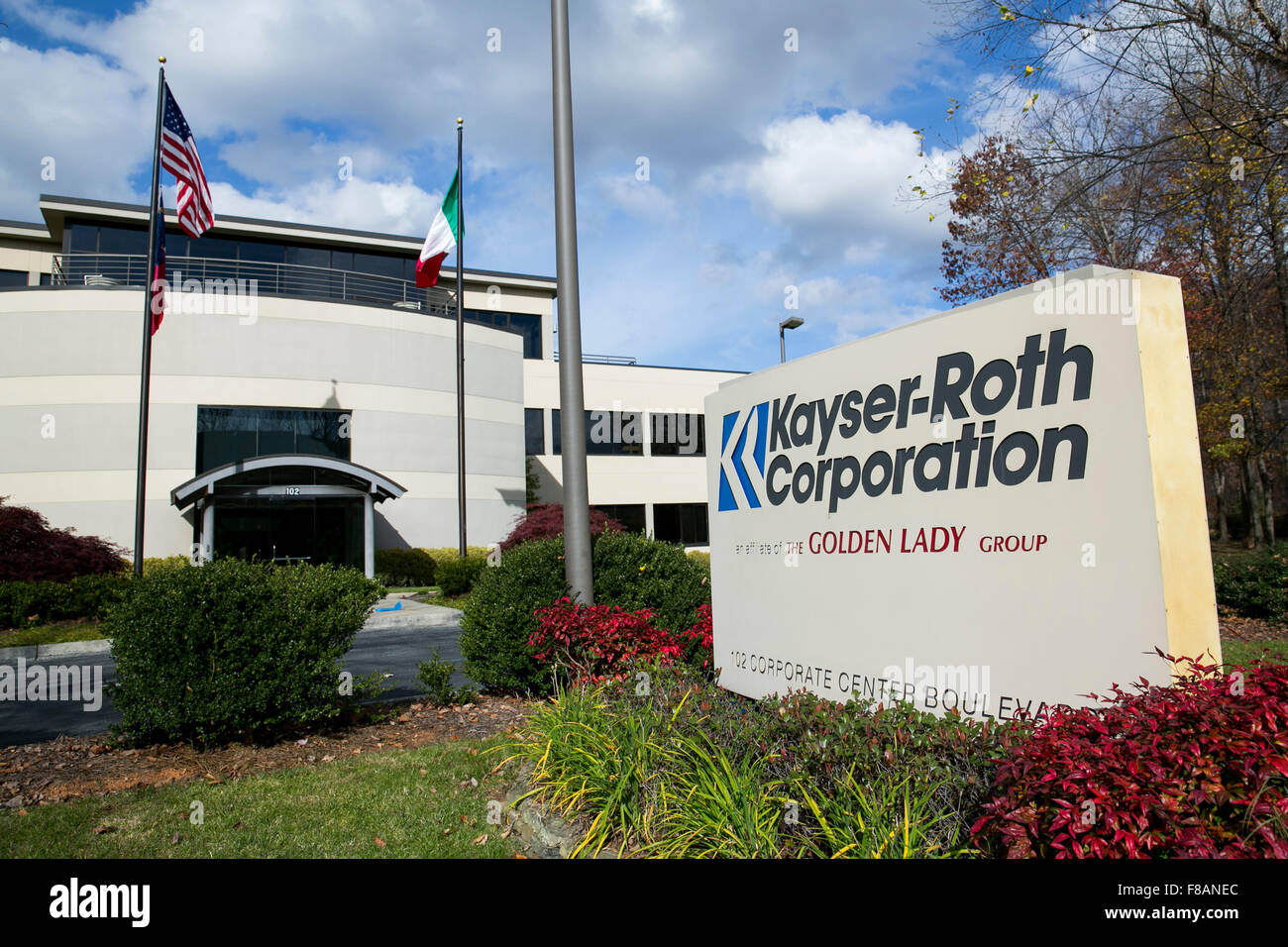 A logo sign outside of the headquarters of the KayserRoth Corporation