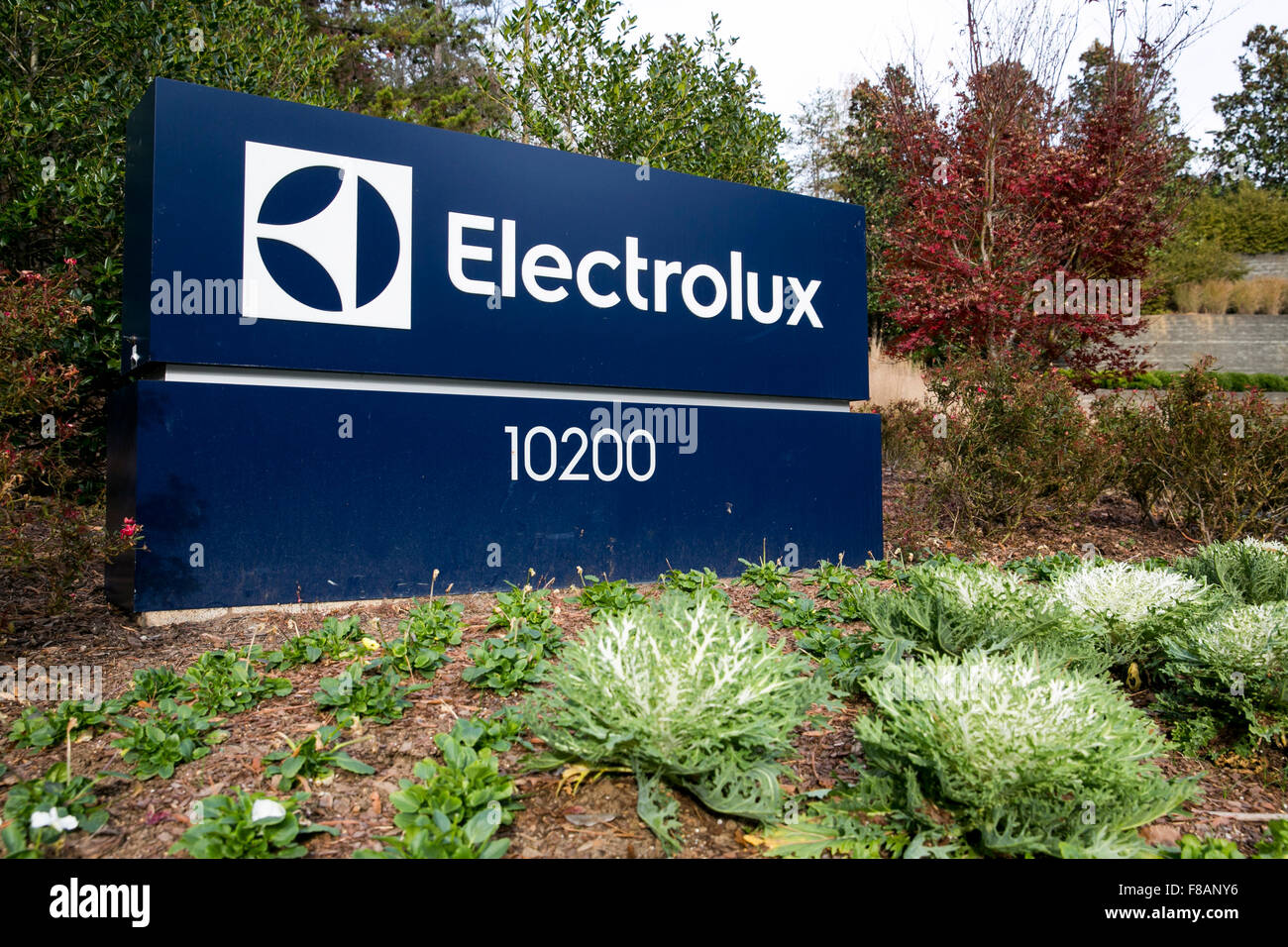 A logo sign outside of a facility occupied by Electrolux in Charlotte, North Carolina on November 28, 2015. Stock Photo