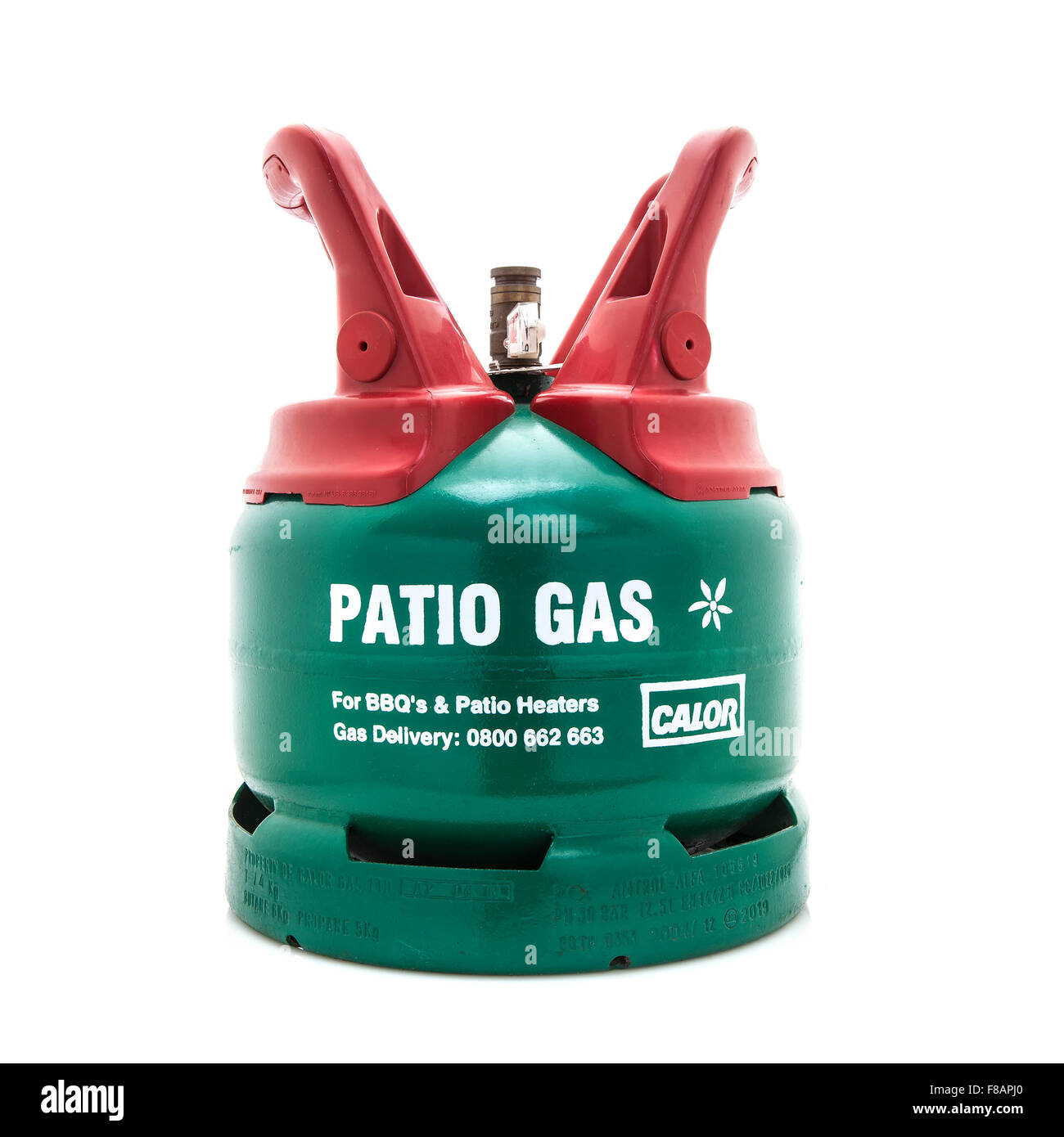 Calor Patio Gas Bottle on a white background Stock Photo