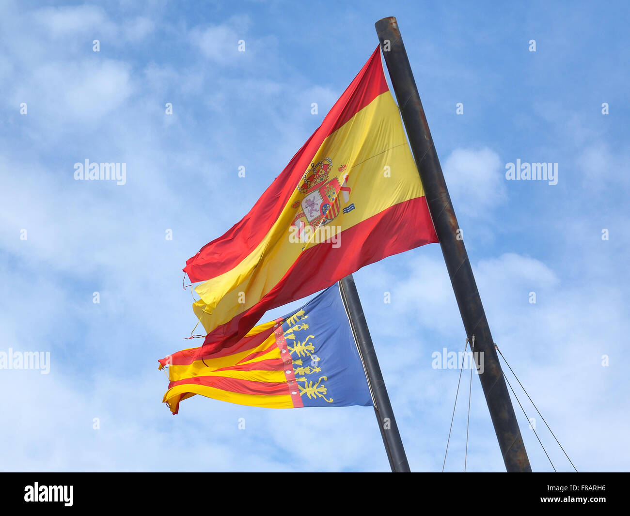 Flags of Spain and Valencia Stock Photo