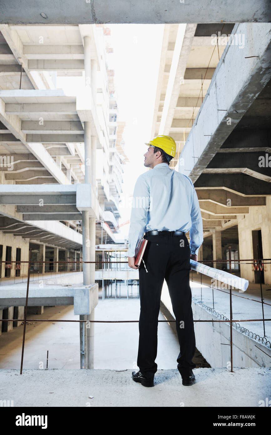 business man Architect engineer manager at construction site project ...