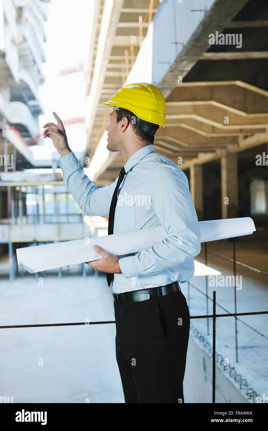 business man Architect engineer manager at construction site project ...