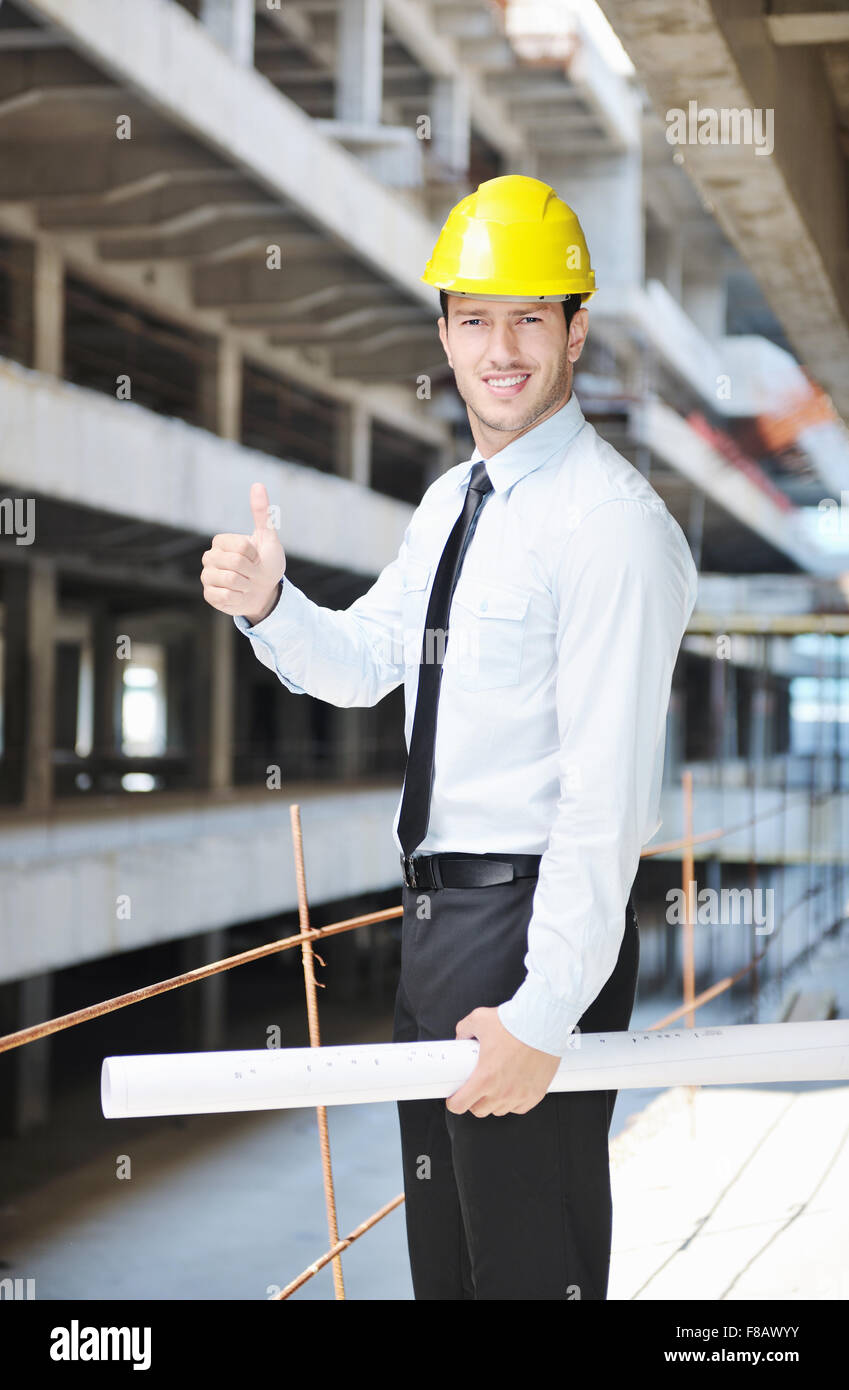 business man Architect engineer manager at construction site project ...