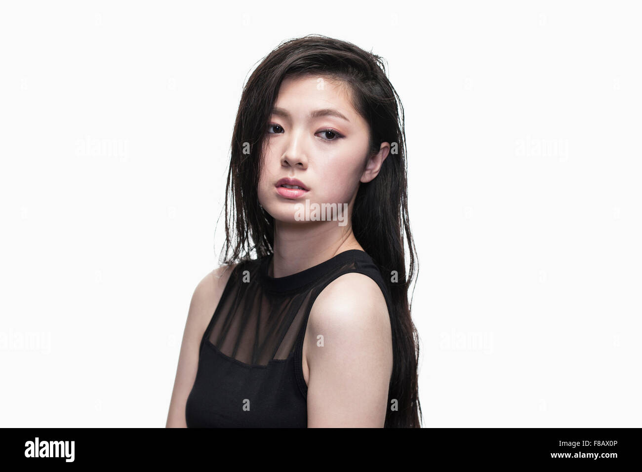 Person long black hair hi-res stock photography and images - Alamy