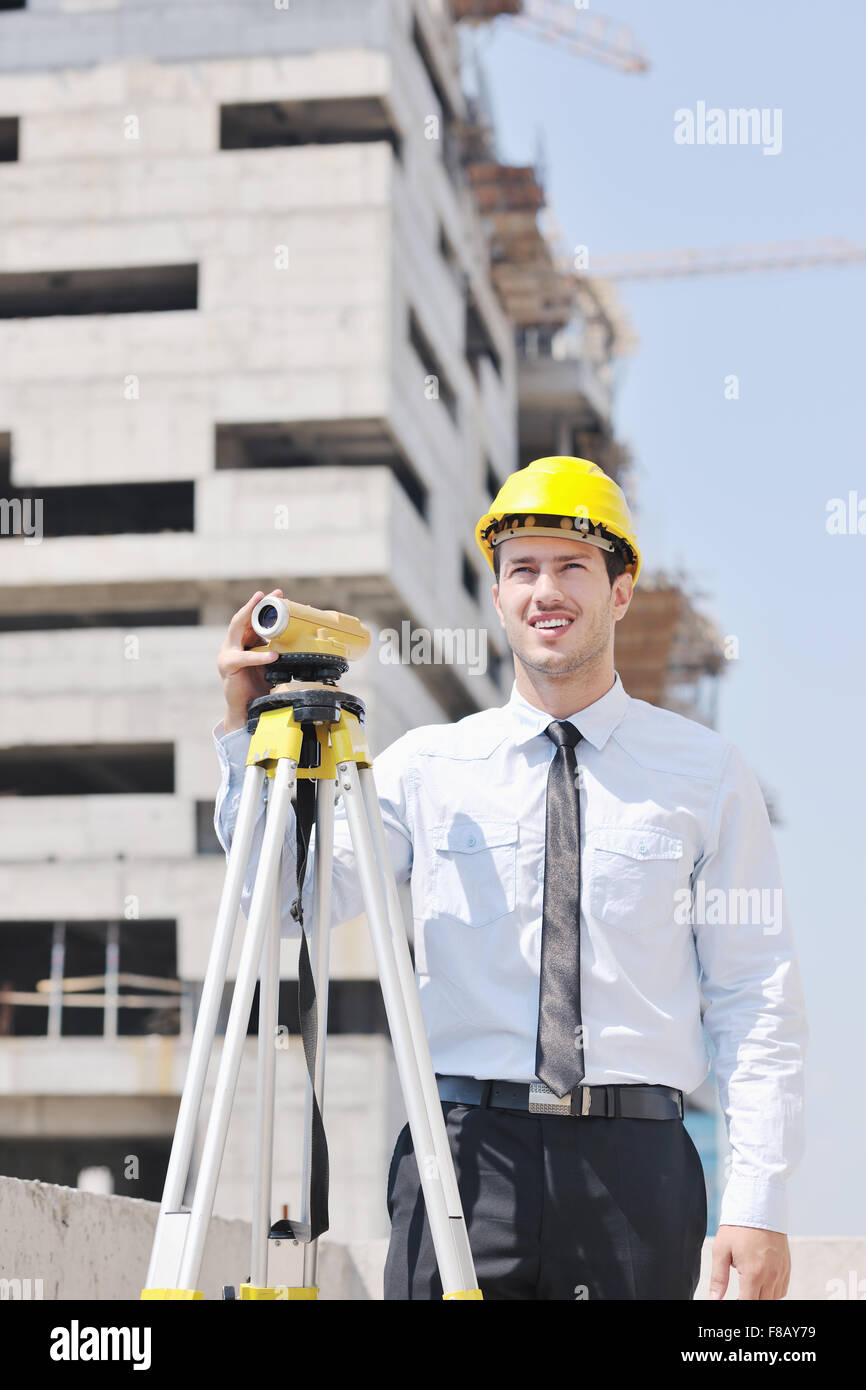 business man Architect engineer manager at construction site project ...