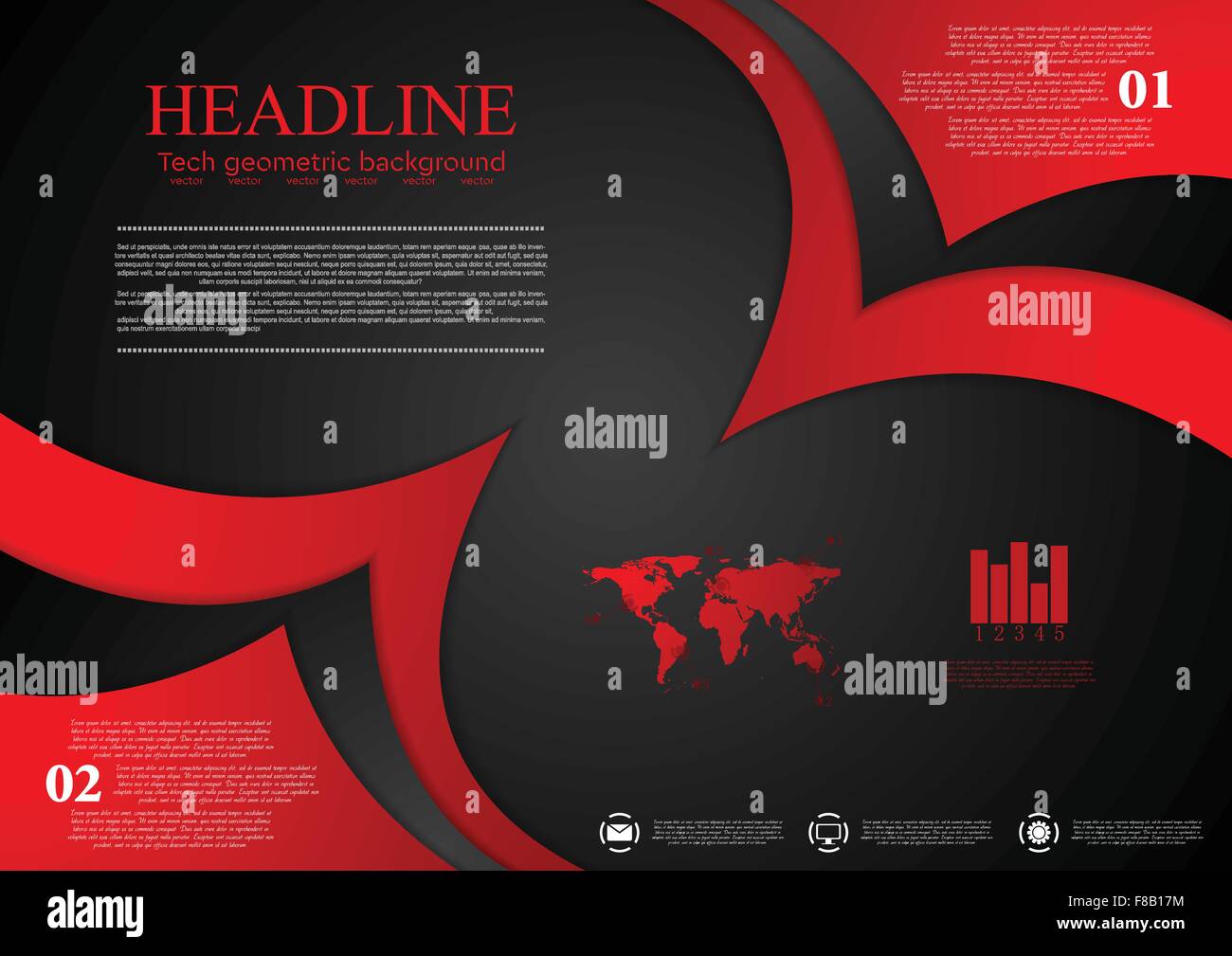 Abstract red black wavy corporate background. Vector design Stock ...