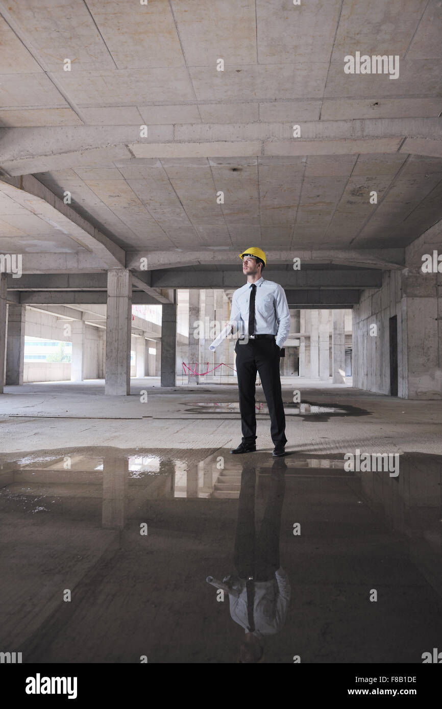 business man Architect engineer manager at construction site project ...