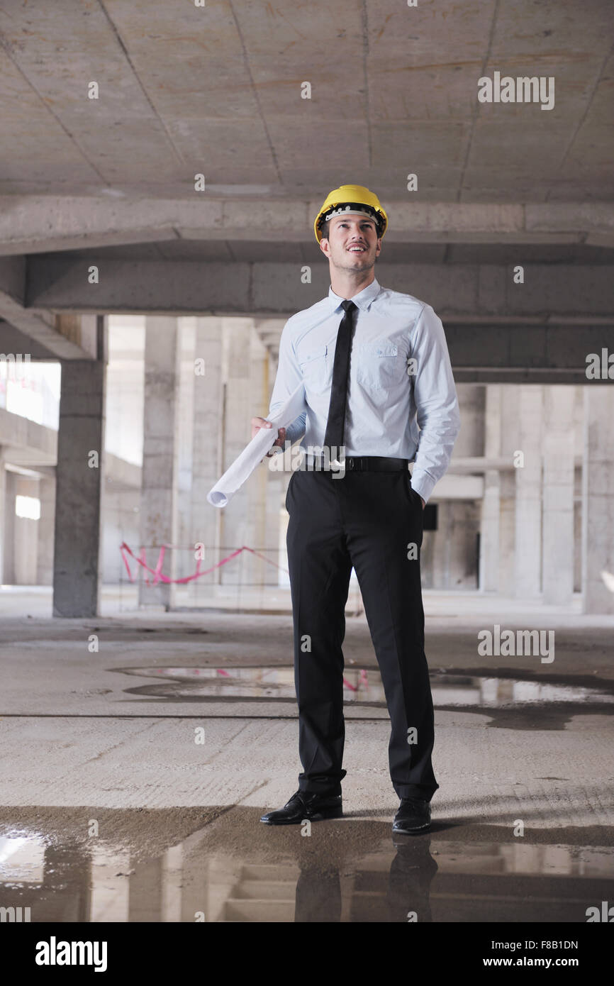 business man Architect engineer manager at construction site project ...