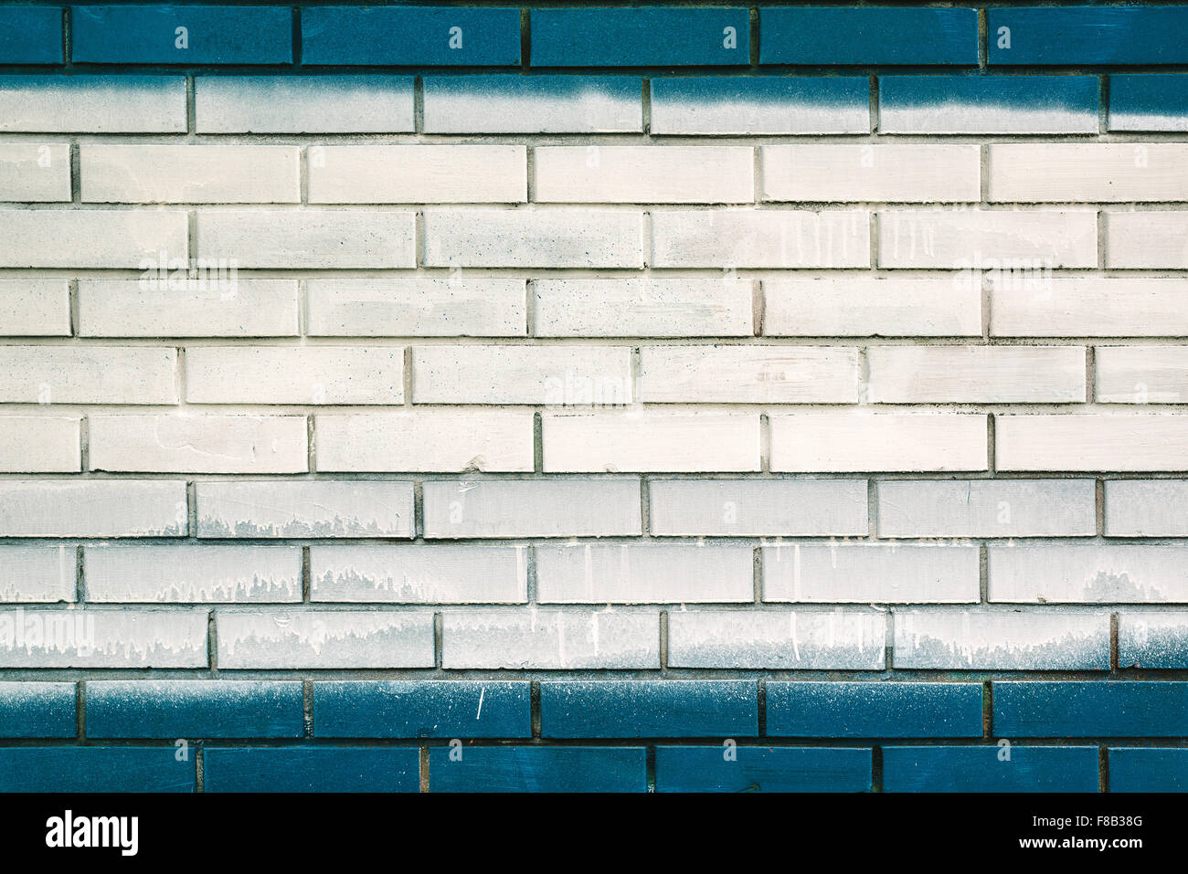 Blue and white painted brick wall texture Stock Photo