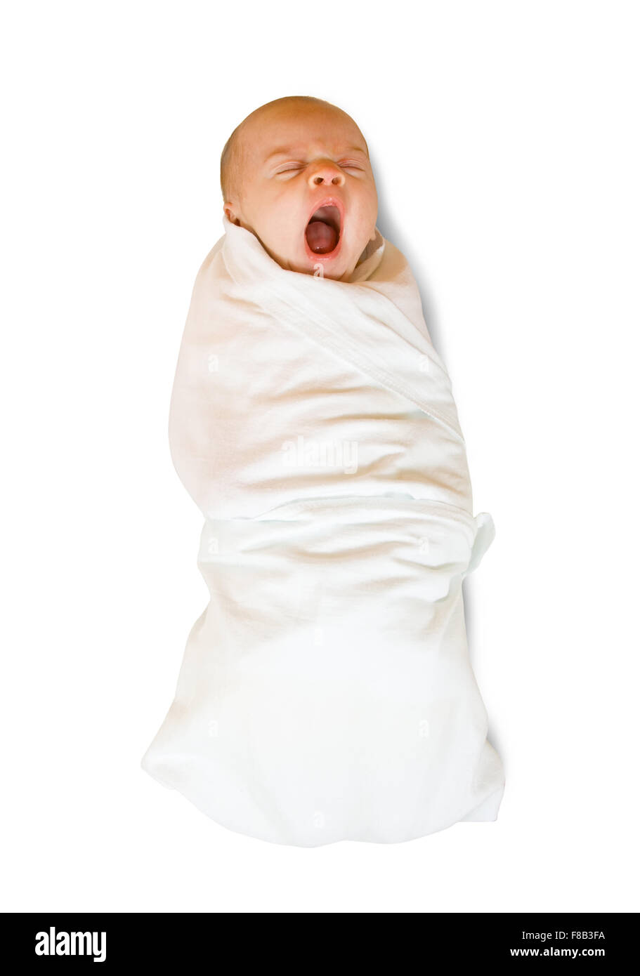 Crying 1 month baby in diaper over white background Stock Photo Alamy