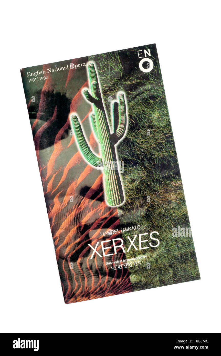 Programme for the 1992 English National Opera production of Xerxes by Handel at The London Coliseum. Stock Photo