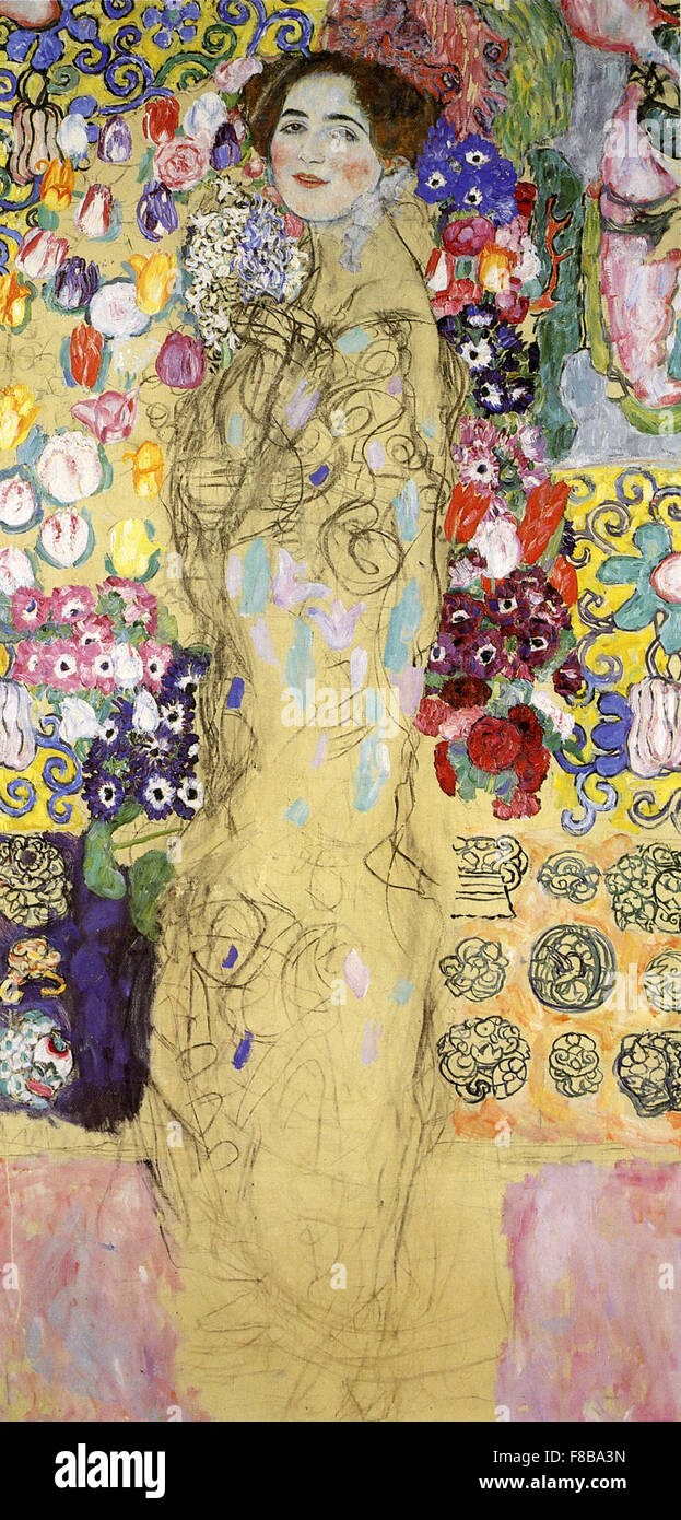 Gustav Klimt, Ria Munk III, unfinished portrait painting, 1918