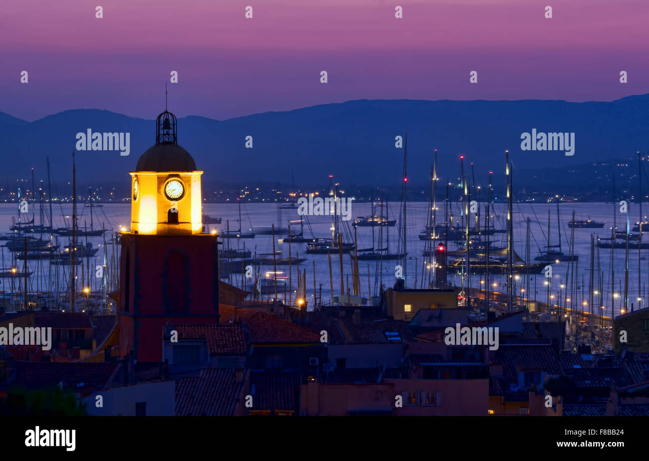 Saint Tropez night scene, French Riviera. Stock Photo