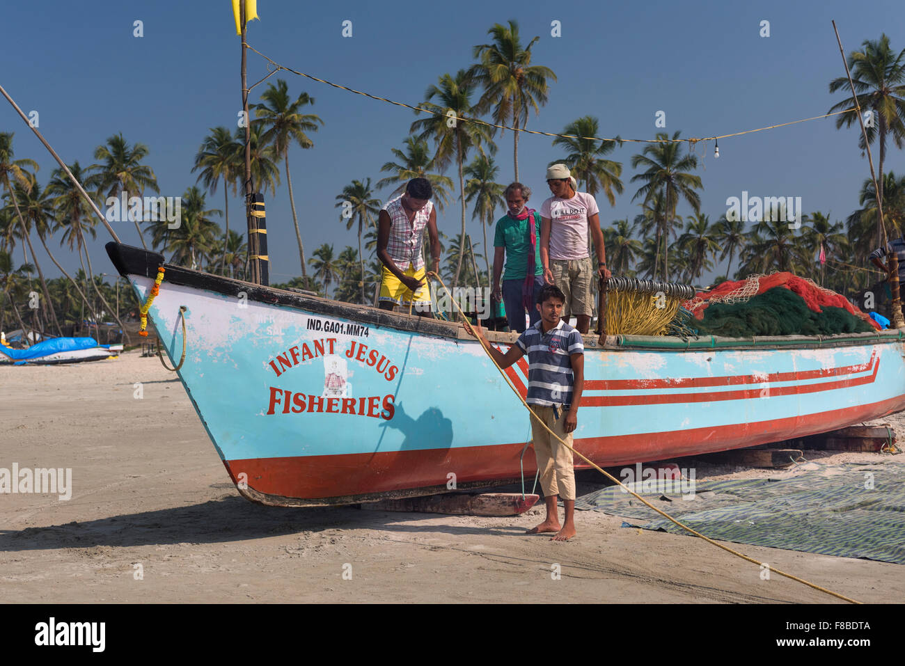 Fishing boat Colva Beach Goa India Stock Photo