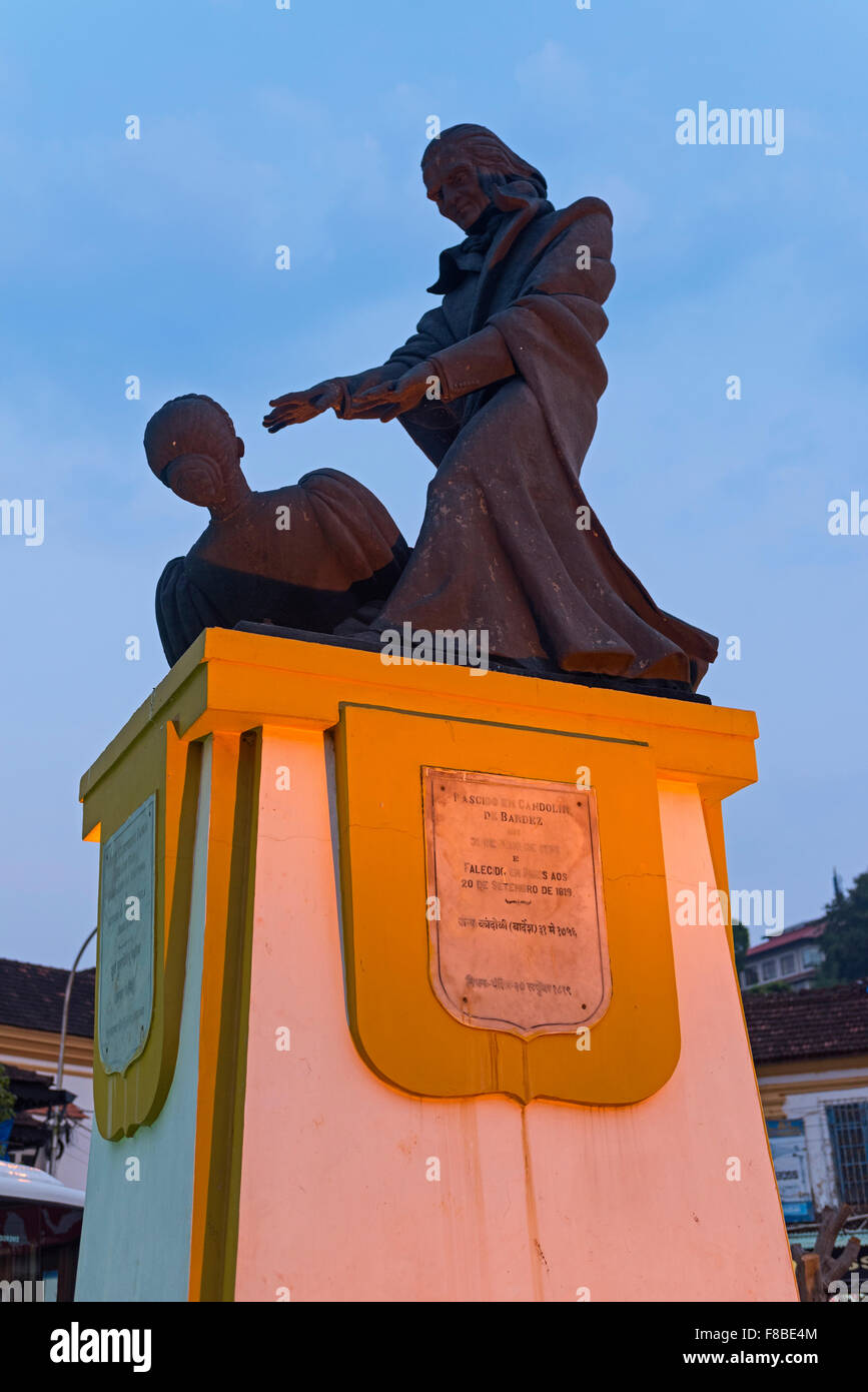 Abbé Faria statue Panjim Goa India Stock Photo