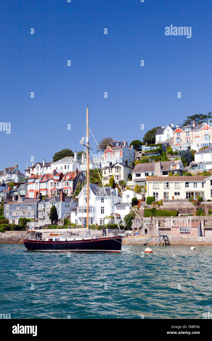Expensive river view properties in Kingswear on the River Dart, Devon, England, UK Stock Photo