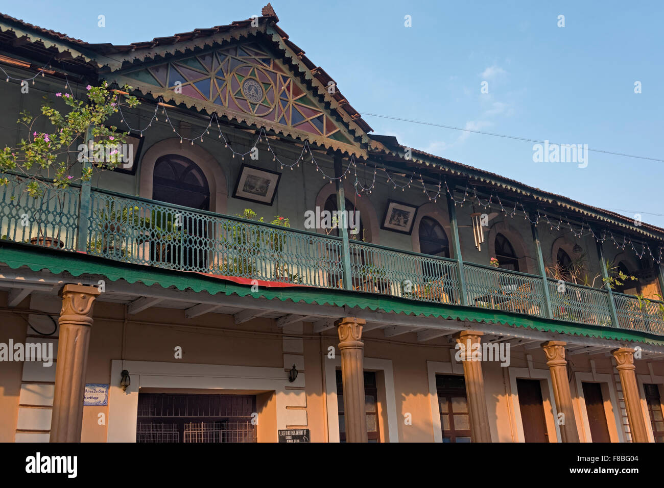 Traditional style house, Portuguese Quarter Fontainhas Panjim Goa India Stock Photo