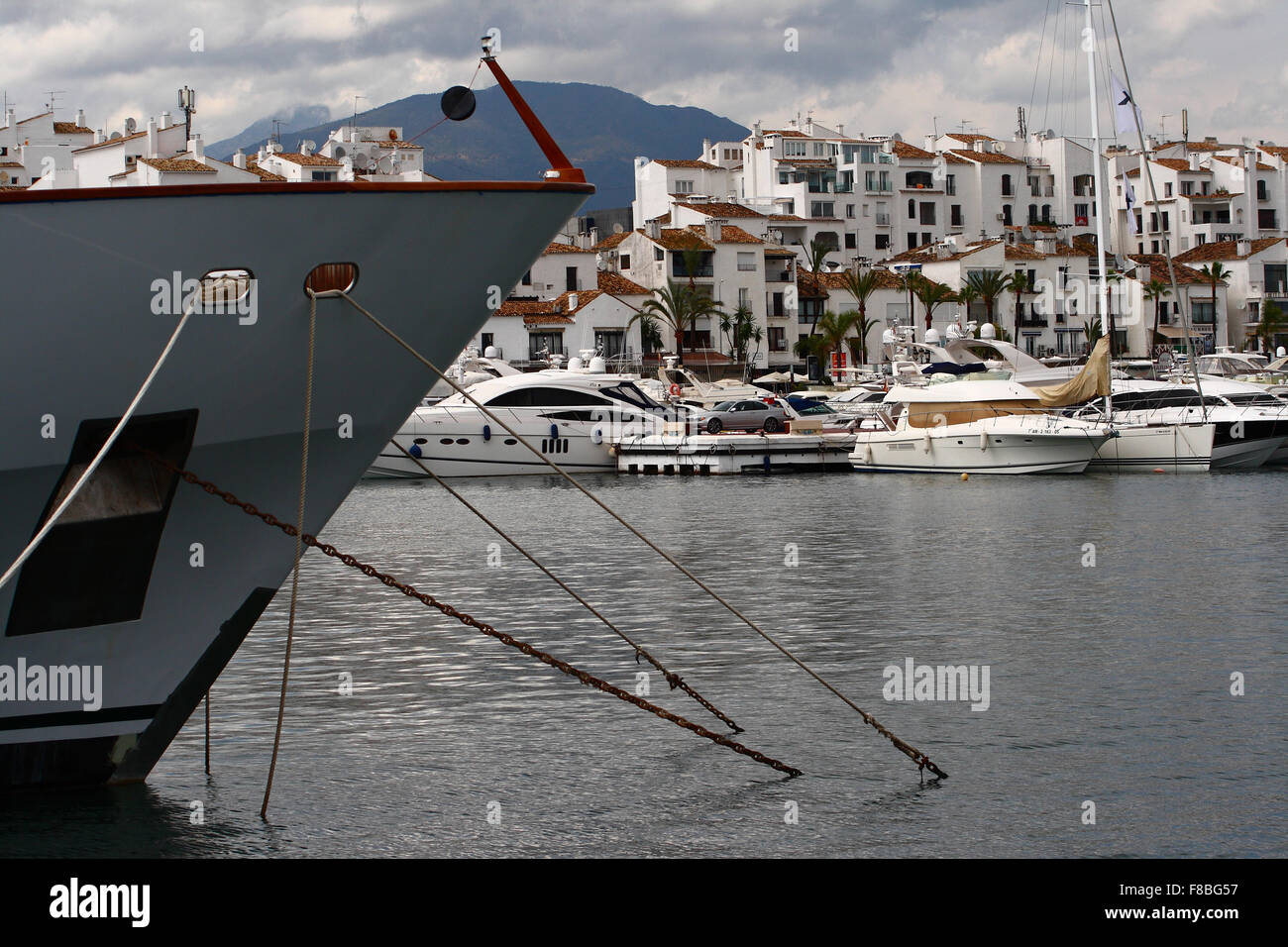 Big Yachts, Puerto Banus in Costa del Sol, Andalusia, Spain Stock Photo